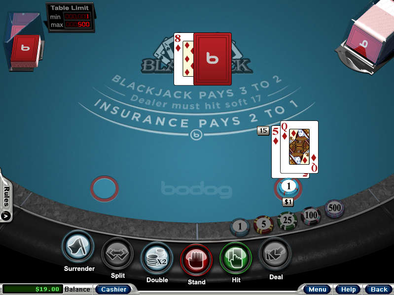 Blackjack at BoDog casino